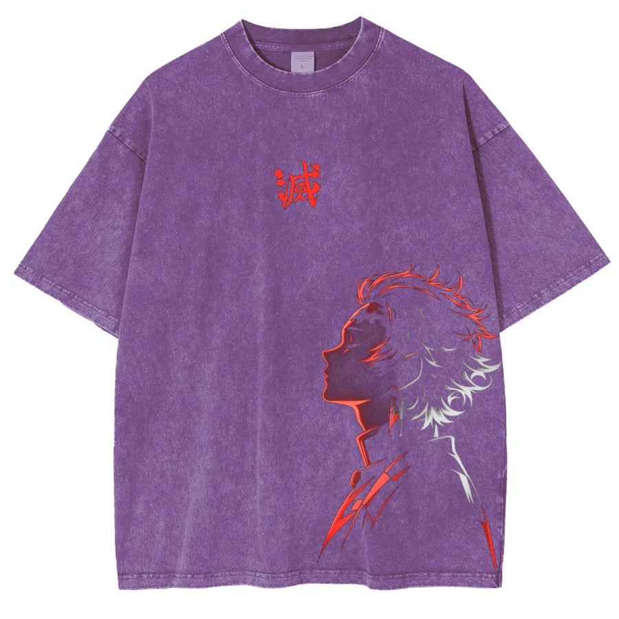Demon layer Anime Unisex Washed T-Shirt
