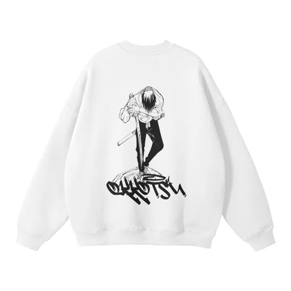 Cursed Companion Graffiti Streetwear Sweatshirt White