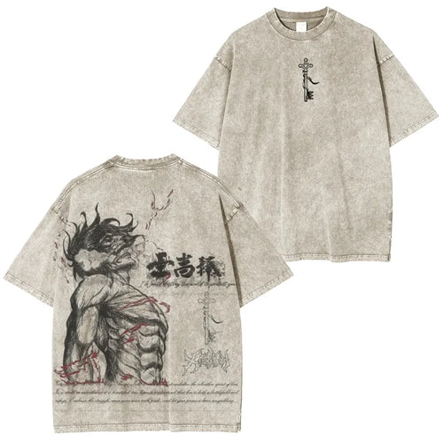 Attack on Titan Eren Yeager Vintage Washed Oversize T-Shirt