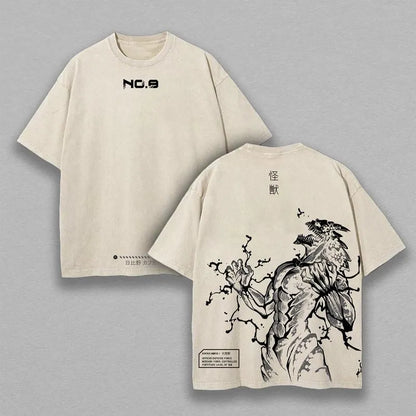 Kaiju No. 8 Tee | Oversized Washed Anime Shirt