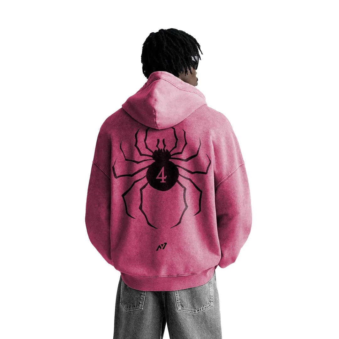 Phantom Jester Streetwear Hoodie Pink Washed